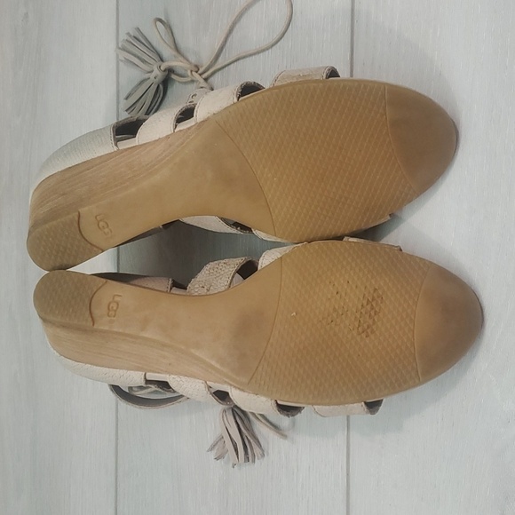 Ugg Australia Women Yasmin Snake Leather Ankle Zip Back Wedge Sandals shoes 7.5 - Picture 11 of 12